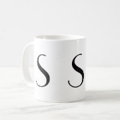 Monogram Initiaal S zwarte & witte moderne koffie  Koffiemok (Voorkant links)