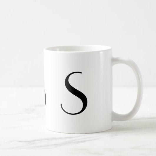 Monogram Initiaal S zwarte & witte moderne koffie  Koffiemok (Rechts)