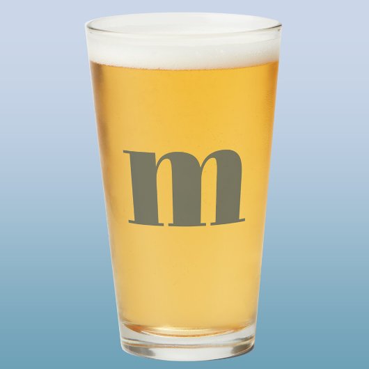 Monogram Initiaal Sage Green Beer Glas