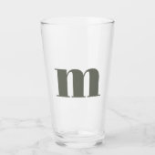 Monogram Initiaal Sage Green Beer Glas (Voorkant)