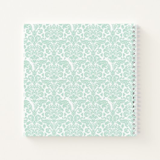 Monogram Initiaal Sage Green Damask Notitieboek (Achterkant)
