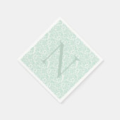 Monogram Initiaal Sage Green Damask Servet (Hoek)