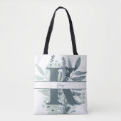 Monogram Initiaal Sage Groen Waterverf Groen Tote Bag (Voorkant)