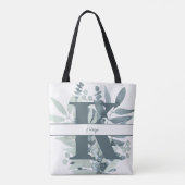 Monogram Initiaal Sage Groen Waterverf Groen Tote Bag (Achterkant)
