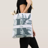Monogram Initiaal Sage Groen Waterverf Groen Tote Bag (Dichtbij)