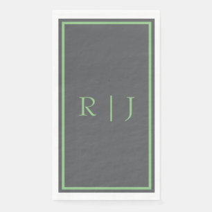 Monogram Initiaal Salie Groen Grijs Koel Huwelijk Servet