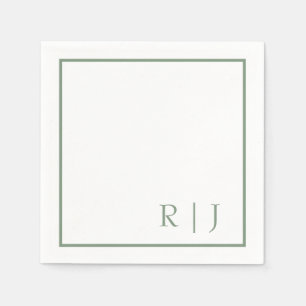 Monogram Initiaal Saliegroen Elegante Trendy Bruil Servet