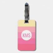 Monogram Initiaal Schattige Roze Strepen Girly Bagagelabel (Achterkant verticaal)