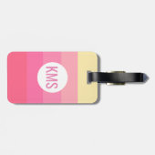 Monogram Initiaal Schattige Roze Strepen Girly Bagagelabel (Achterkant horizontaal)