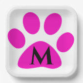 Monogram Initiaal schildert roze zwarte luis Papieren Bordje (Voorkant)