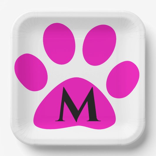 Monogram Initiaal schildert roze zwarte luis Papieren Bordje (Voorkant)