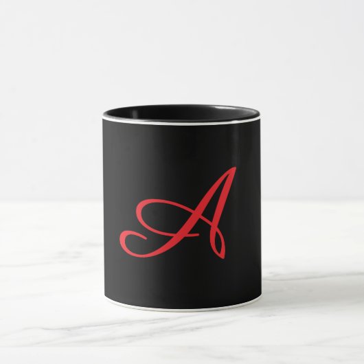 Monogram Initiaal Schreef A Zwart Mok (Midden)
