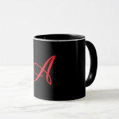 Monogram Initiaal Schreef A Zwart Mok (Voorkant rechts)