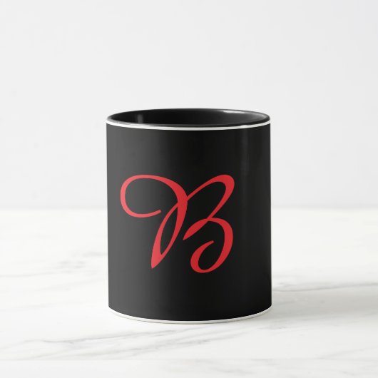 Monogram Initiaal Schreef B Zwart Mok (Midden)
