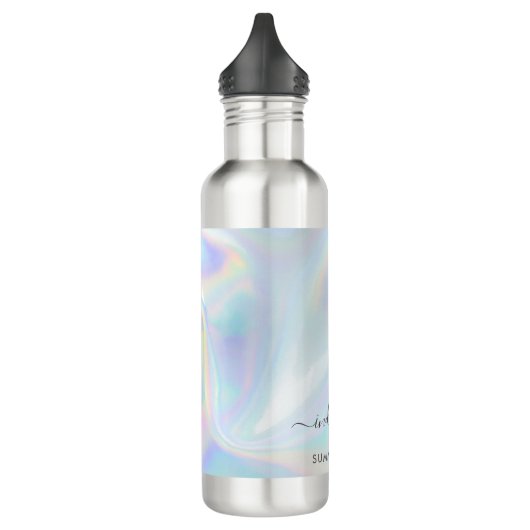 Monogram Initiaal Script Holographic Modern Waterfles (Links)
