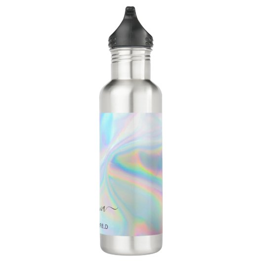 Monogram Initiaal Script Holographic Modern Waterfles (Rechts)