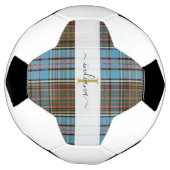 Monogram Initiaal Script Naam Plaid Tartan Voetbal (Gedraaid)