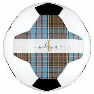 Monogram Initiaal Script Naam Plaid Tartan Voetbal