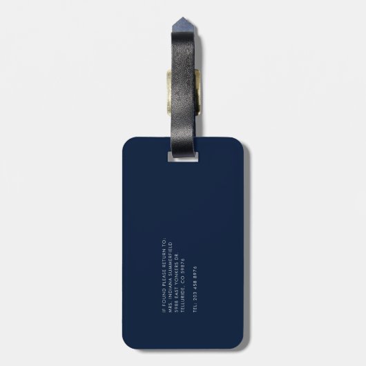 Monogram Initiaal Script Naam Retouradres Bagagelabel (Achterkant verticaal)