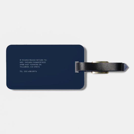 Monogram Initiaal Script Naam Retouradres Bagagelabel (Achterkant horizontaal)