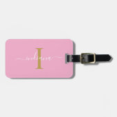 Monogram Initiaal Script Naam Retouradres Bagagelabel (Voorkant horizontaal)
