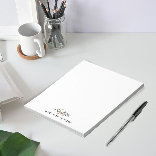 Monogram initiaal script wit zwart notitieblok