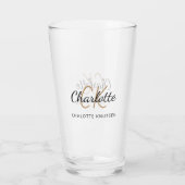 Monogram initiaal script zwart goud glas (Achterkant)