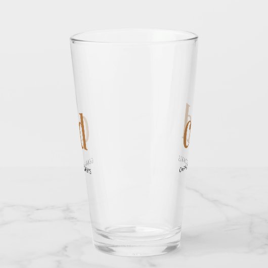 Monogram initiaal script zwart goud glas (Links)
