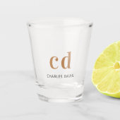 Monogram initiaal script zwart goud shot glas (Voorkant)