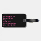 Monogram Initiaal Silky Roze Heart Aangepast Bagagelabel (Achterkant horizontaal)