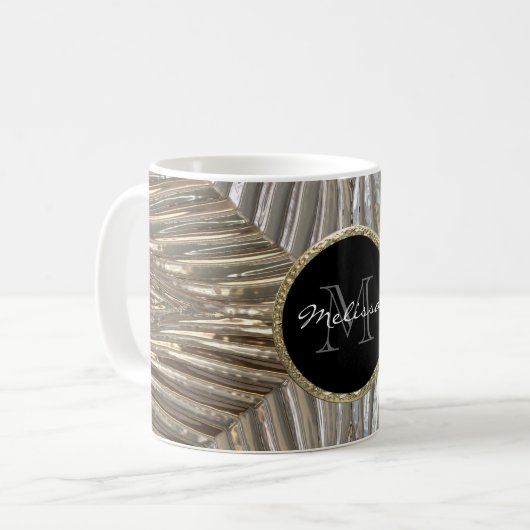 Monogram Initiaal Silver Gold Metallic Glass Desig Koffiemok (Voorkant links)