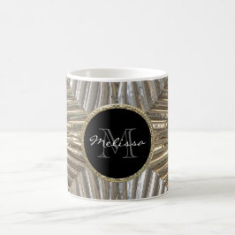Monogram Initiaal Silver Gold Metallic Glass Desig Koffiemok