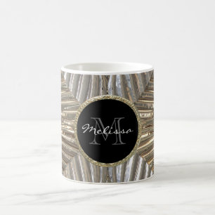 Monogram Initiaal Silver Gold Metallic Glass Desig Koffiemok