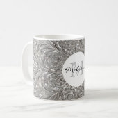 Monogram Initiaal Silver Metallic Glass Design Koffiemok (Voorkant links)