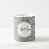 Monogram Initiaal Silver Metallic Glass Design Koffiemok (Center)