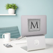 Monogram Initiaal Silvery Grey Glitter Custom Name Sticker (Laptop op bureau)