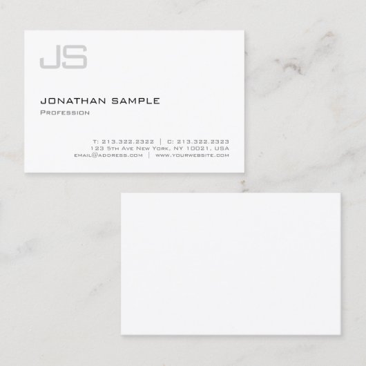 Monogram Initiaal Simple Professional Moderne Visitekaartje (Voorkant / Achterkant)