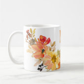 Monogram Initiaal Sinaasappel Waterverf Bloemen He Koffiemok (Links)