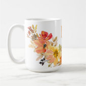 Monogram Initiaal Sinaasappel Waterverf Bloemen He Koffiemok (Links)