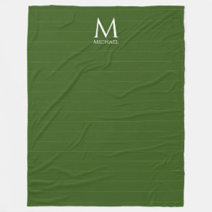 Monogram Initiaal Sjabloon Aangepast bos groen Fleece Deken