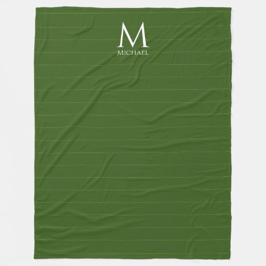 Monogram Initiaal Sjabloon Aangepast bos groen Fleece Deken (Voorkant)