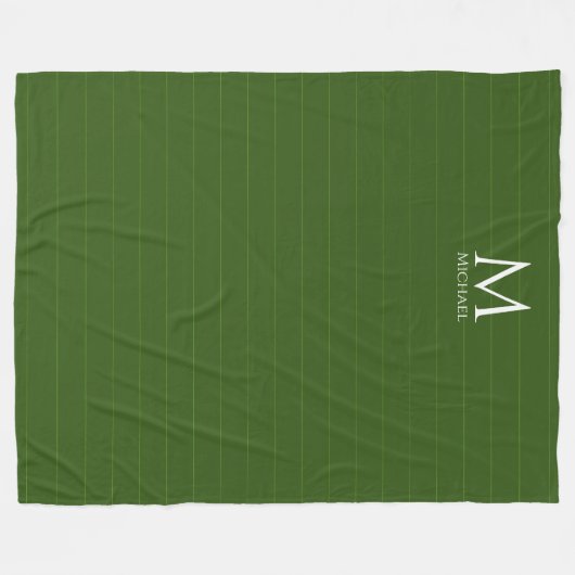 Monogram Initiaal Sjabloon Aangepast bos groen Fleece Deken (Voorkant (Horizontaal))