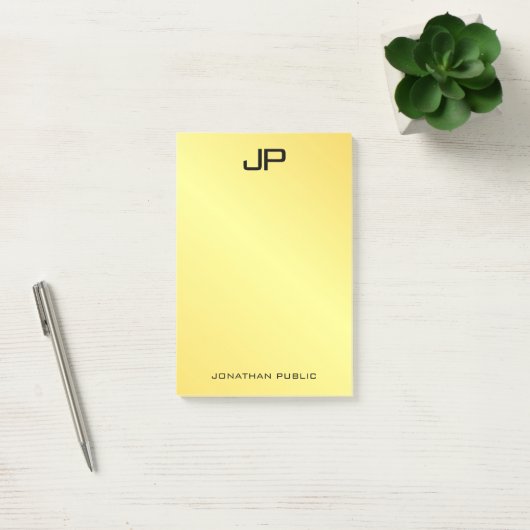 Monogram Initiaal Sjabloon Gold Kijk verticaal Post-it® Notes (Kantoor)