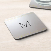  monogram Initiaal Sjabloon Gold Silver Bier Onderzetter (Linkerzijde)