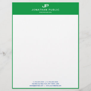 Monogram Initiaal Sjabloon Groen Wit Briefhoofd