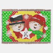 Monogram Initiaal Snowmen op Klassieke punthrow Deken (Voorkant)