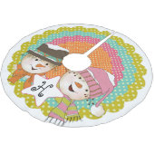 Monogram Initiaal Snowmen op multipuntenboomrok Kerstboom Rok (Gekanteld)