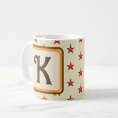 Monogram Initiaal Star Earth Tone Voornaam Achtern Koffiemok (Voorkant links)