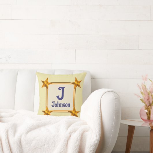 Monogram Initiaal Ster Eenvoudig Geschenk bij Nieu Kussen (Bank)