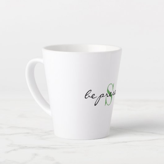 Monogram Initiaal, Stijlvol Script be cadeau, Latte Mok (Linkerhoek)